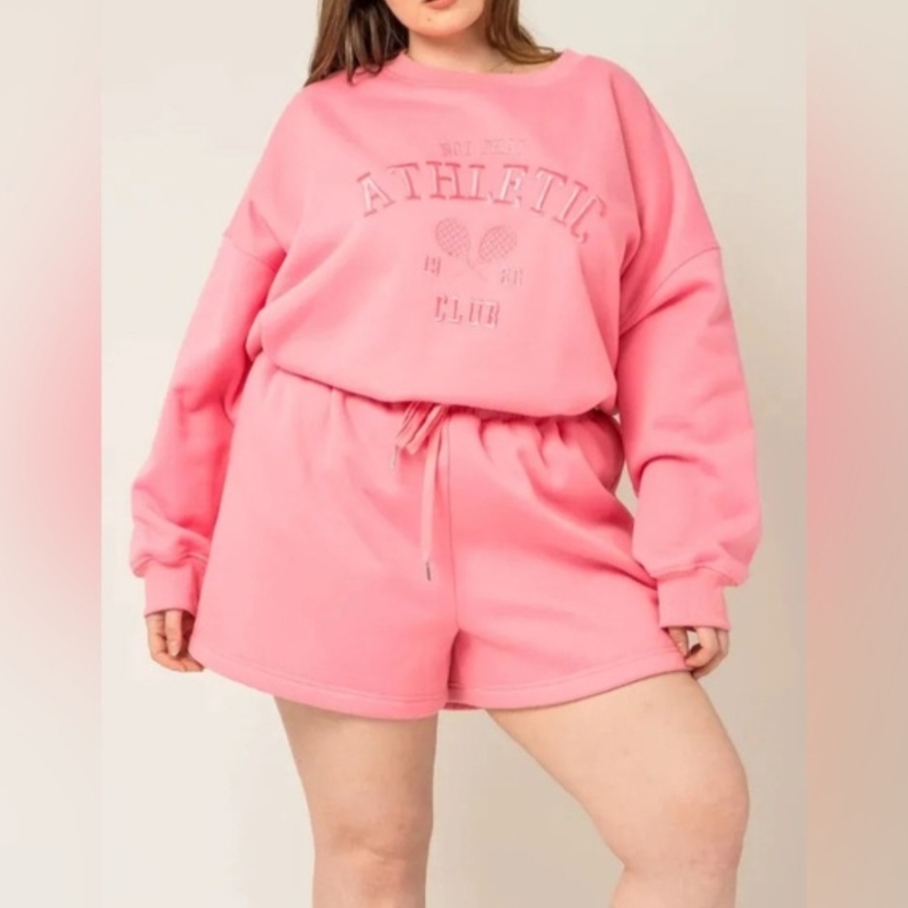 NWT GILLI 1X Pink Not That Athletic Athleisure Sweatshirt and Short Set